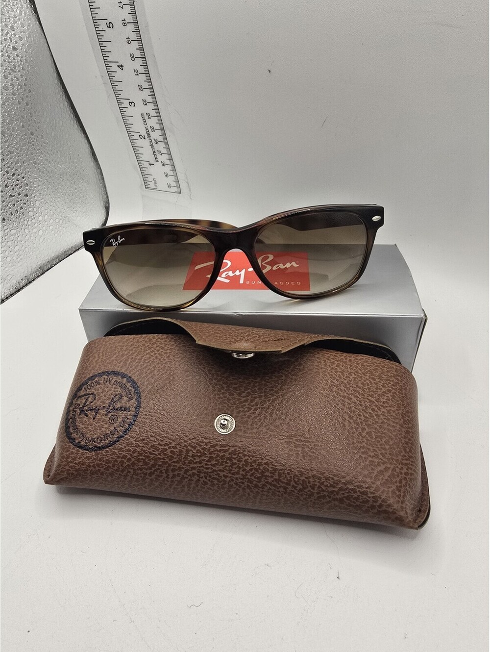 Ray-Ban Sunglasses RB2132 New Wayfarer Light Havana Frames Brown Gradient Lens